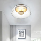 Plafonnier moderne LED rond, design minimaliste, lumière blanche et chaude, intérieur contemporain, éclairage salon, décoration plafond élégante.