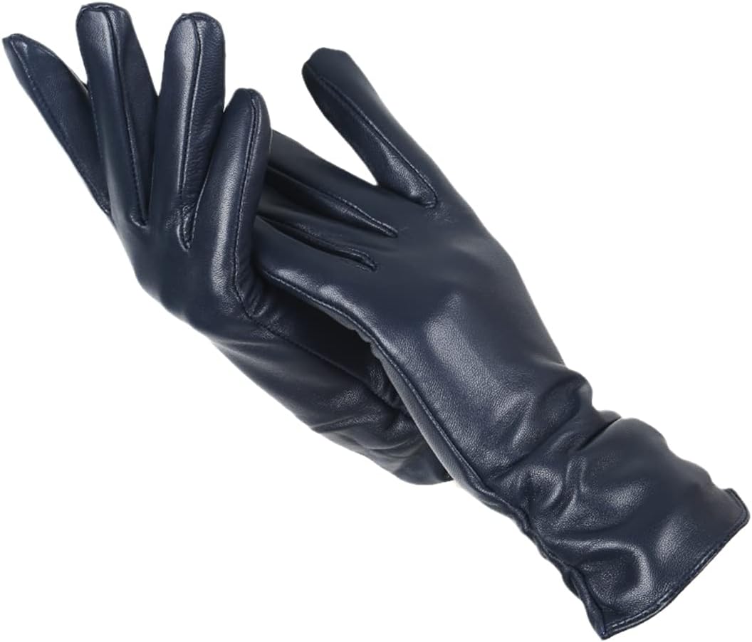 Gants en cuir noir élégants pour femme, design classique, parfaits pour l'hiver, offrant confort et style. Accessoire mode indispensable.