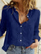 Camisa de lino para mujer, manga larga, abotonada, corte holgado, primavera otoño