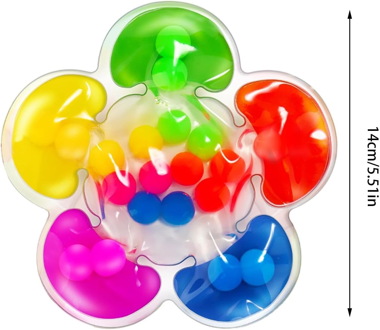 Jouet sensoriel anti-stress en silicone multicolore, forme de fleur, bulles à presser, 14 cm, idéal pour soulager l'anxiété et stimuler les sens.