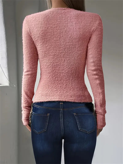 Pull en tricot à col rond et au design minimaliste pour femmes