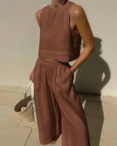 Heather - Conjunto sin mangas con pantalones para mujer