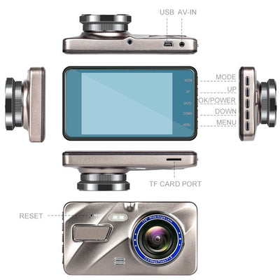 Dashcam sans fil avant et arrière avec vision nocturne - Caméra 1080P Dashboard pour voiture
