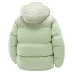 Veste d'hiver verte pour enfant avec capuche, design matelassé, tissu imperméable, idéale pour temps froid. Mode enfant, manteau chaud.