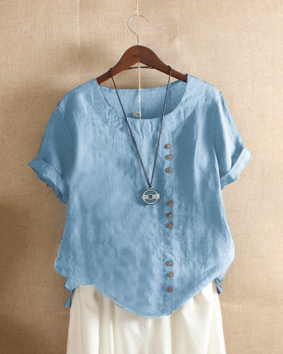 Kelly | Blouse unie à manches courtes et col rond