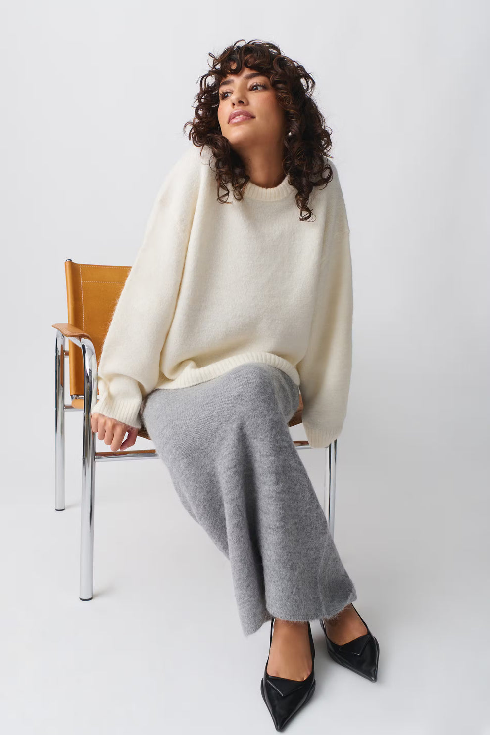 Georgie - Suéter de mujer suave de punto | Suéter oversized con cuello redondo