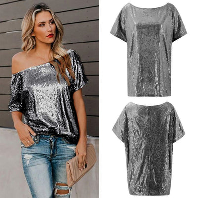 Women's sequin shirt in polyester and cotton
