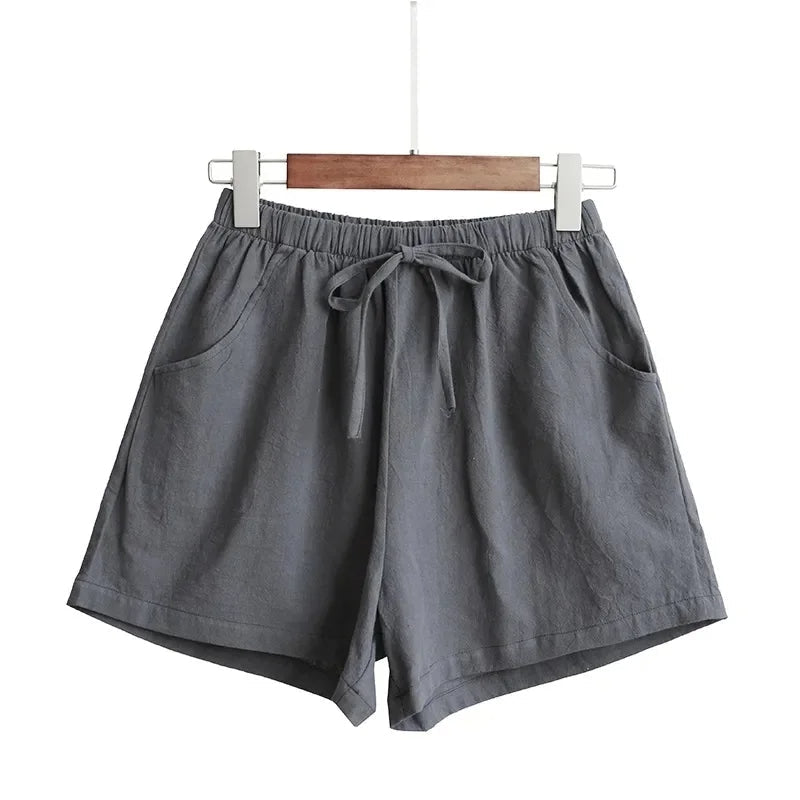 Pantalones cortos de lino de talla grande para el verano de 2025