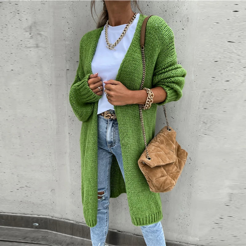 Cardigan élégant en cachemire pour femmes - mi-longueur et chaud pour l'automne/hiver