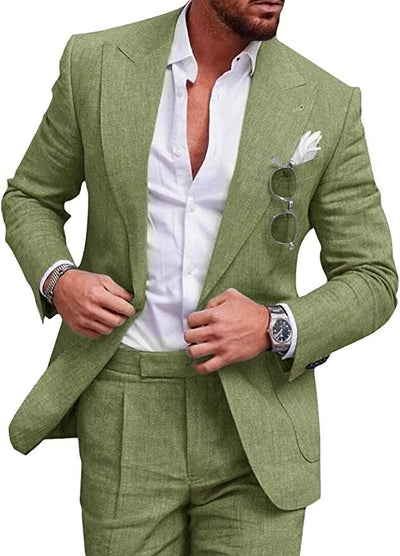 Novio moderno: traje de boda de lino