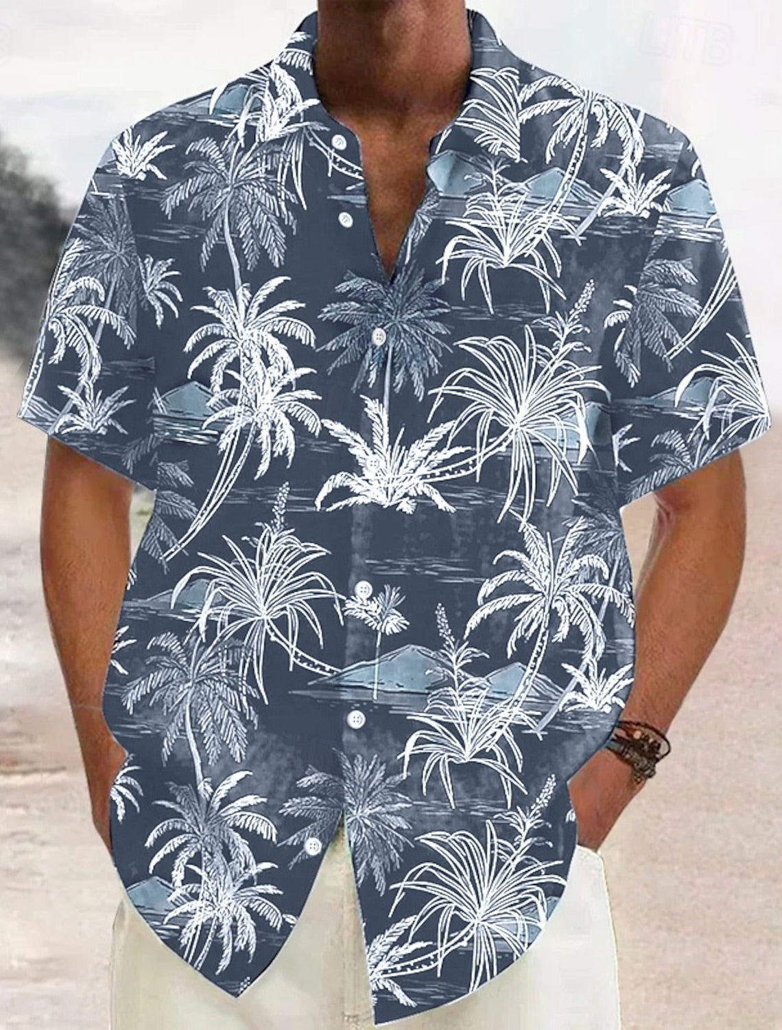Camisa de playa hawaiana de lino para hombre - Laren