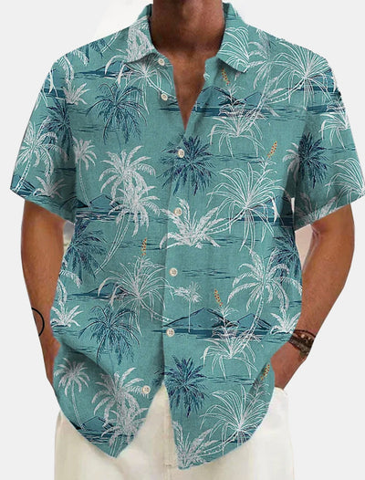 Camisa de playa hawaiana de lino para hombre - Laren