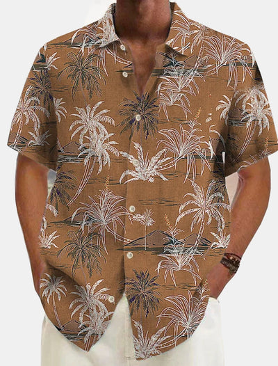 Camisa de playa hawaiana de lino para hombre - Laren