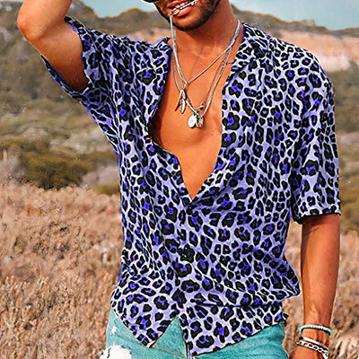 Camisa de verano con estampado de leopardo para hombre - Merium