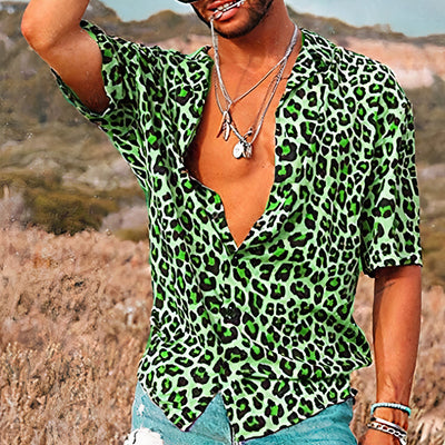 Camisa de verano con estampado de leopardo para hombre - Merium