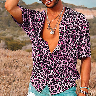 Camisa de verano con estampado de leopardo para hombre - Merium