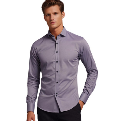 Camisa elástica para hombre | Camisa clásica de corte cómodo
