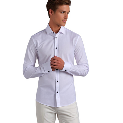 Camisa elástica para hombre | Camisa clásica de corte cómodo