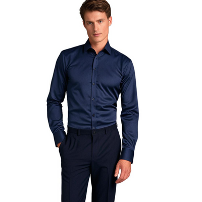 Camisa elástica para hombre | Camisa clásica de corte cómodo