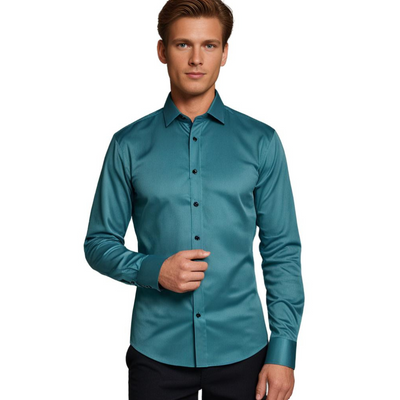Camisa elástica para hombre | Camisa clásica de corte cómodo