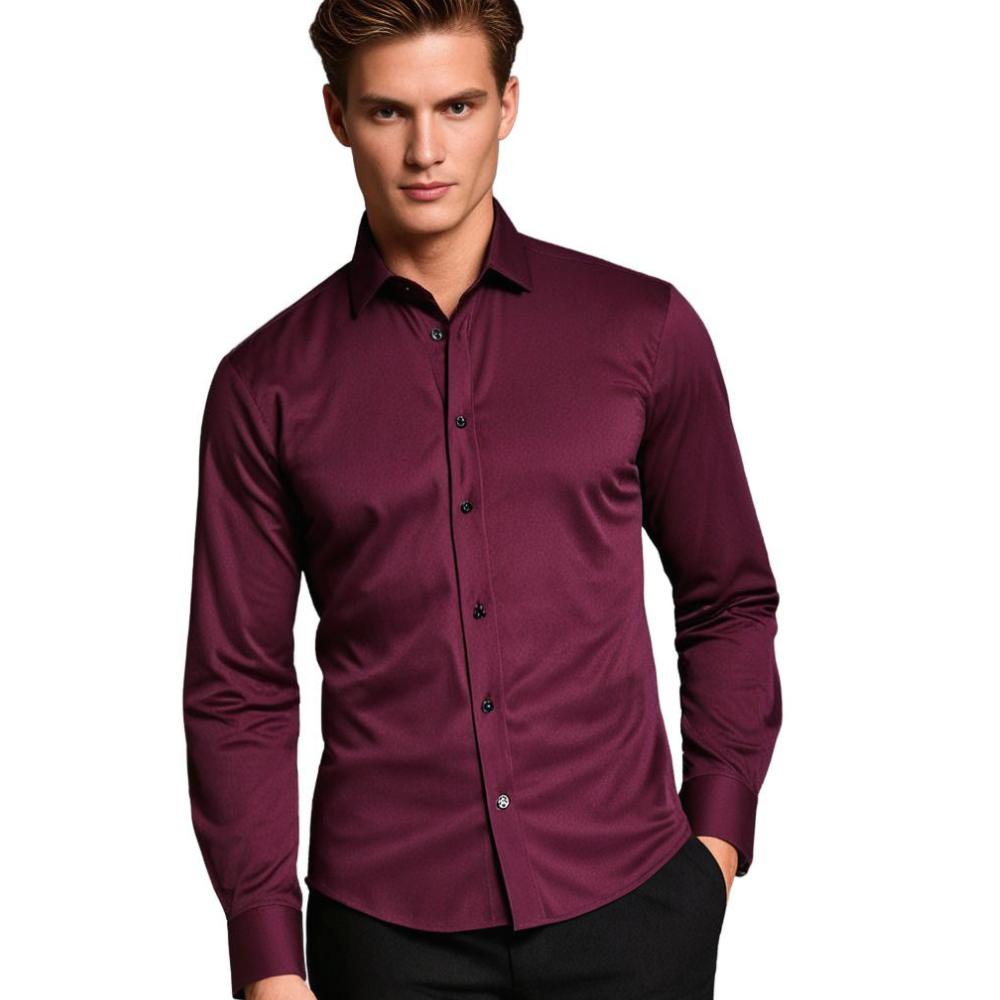 Camisa elástica para hombre | Camisa clásica de corte cómodo