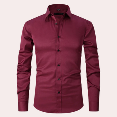 Camisa elástica para hombre | Camisa clásica de corte cómodo