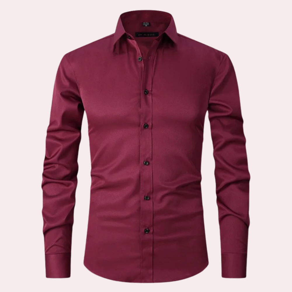 Camisa elástica para hombre | Camisa clásica de corte cómodo