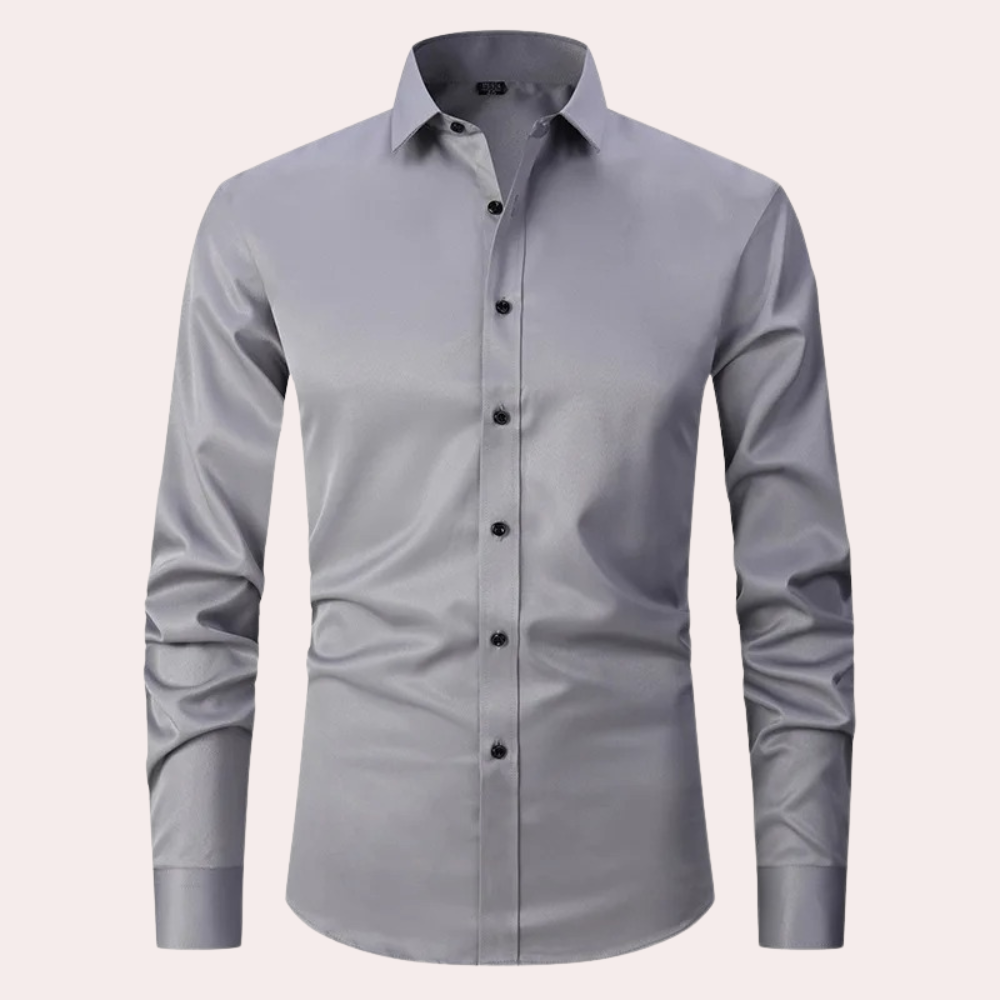 Camisa elástica para hombre | Camisa clásica de corte cómodo