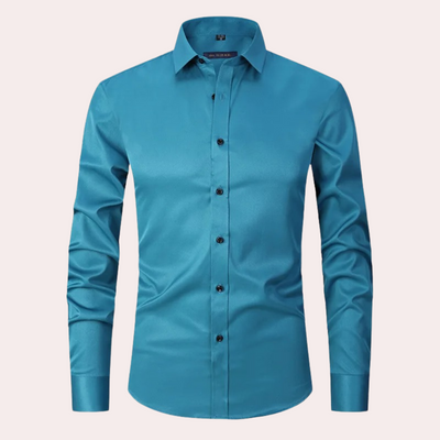 Camisa elástica para hombre | Camisa clásica de corte cómodo
