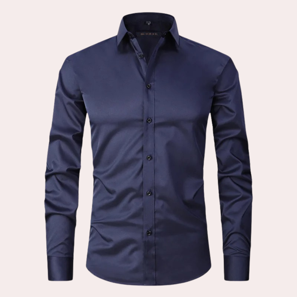 Camisa elástica para hombre | Camisa clásica de corte cómodo