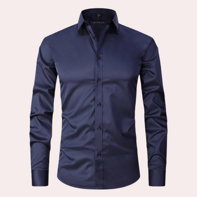 Camisa elástica para hombre | Camisa clásica de corte cómodo
