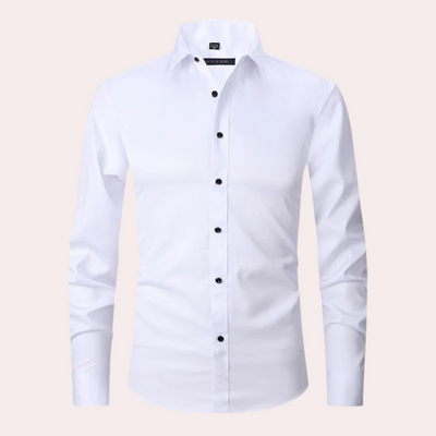 Camisa elástica para hombre | Camisa clásica de corte cómodo