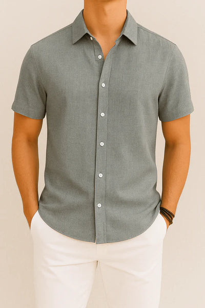 Camisa de lino de manga corta para hombre