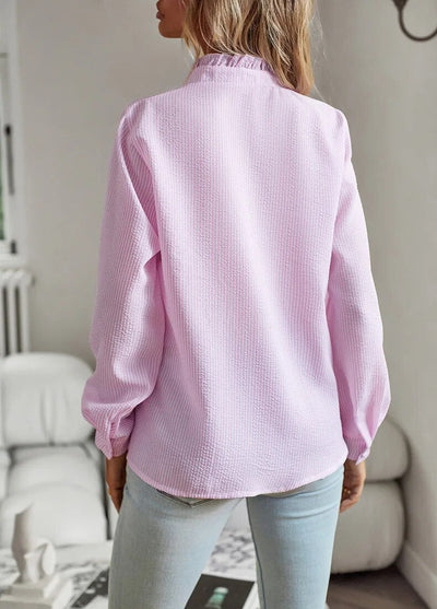 Camisa de mujer - Manga larga - Ajuste cómodo - Mezcla de algodón