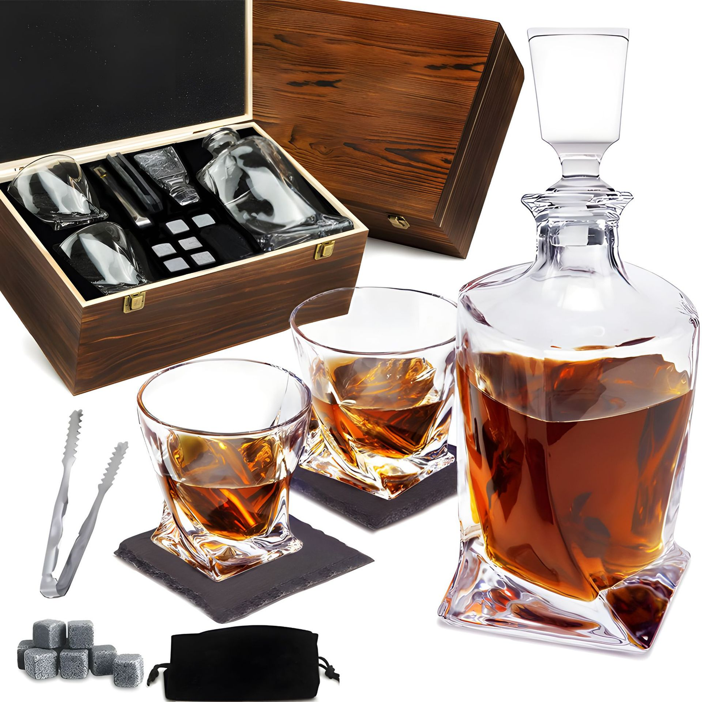 Set de verres à whisky avec carafe en cristal