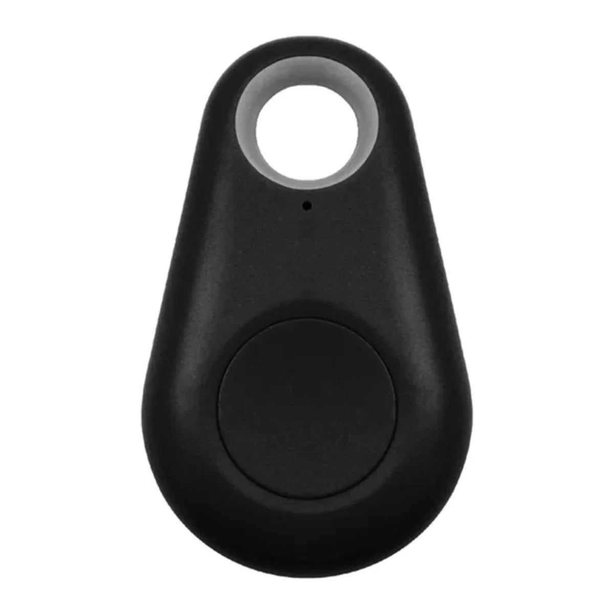 Porte-clés localisateur Bluetooth noir, dispositif de suivi compact avec bouton central, idéal pour retrouver clés et objets perdus.