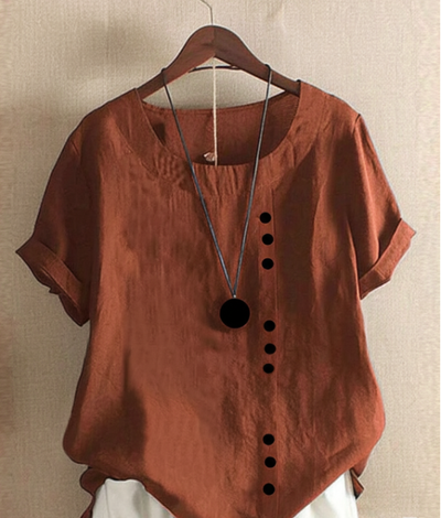 Kelly | Blouse unie à manches courtes et col rond