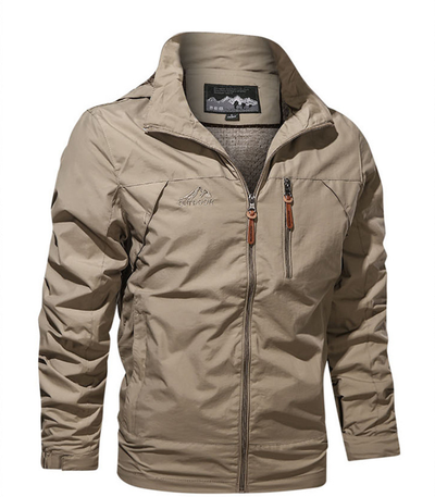 Veste d'extérieur d'automne pour hommes avec couche déperlante et fermeture à glissière sportive