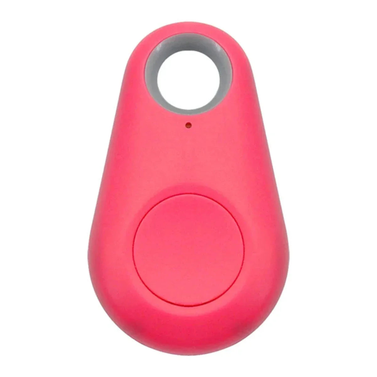 Porte-clés traqueur Bluetooth rose, dispositif de localisation compact avec bouton central, idéal pour retrouver clés et objets perdus.