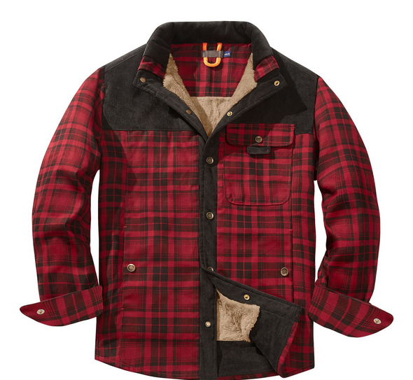 Veste Lumberjack pour homme - Chaude, résistante aux intempéries, style extérieur en rouge, vert ou bleu