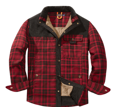 Veste Lumberjack pour homme - Chaude, résistante aux intempéries, style extérieur en rouge, vert ou bleu
