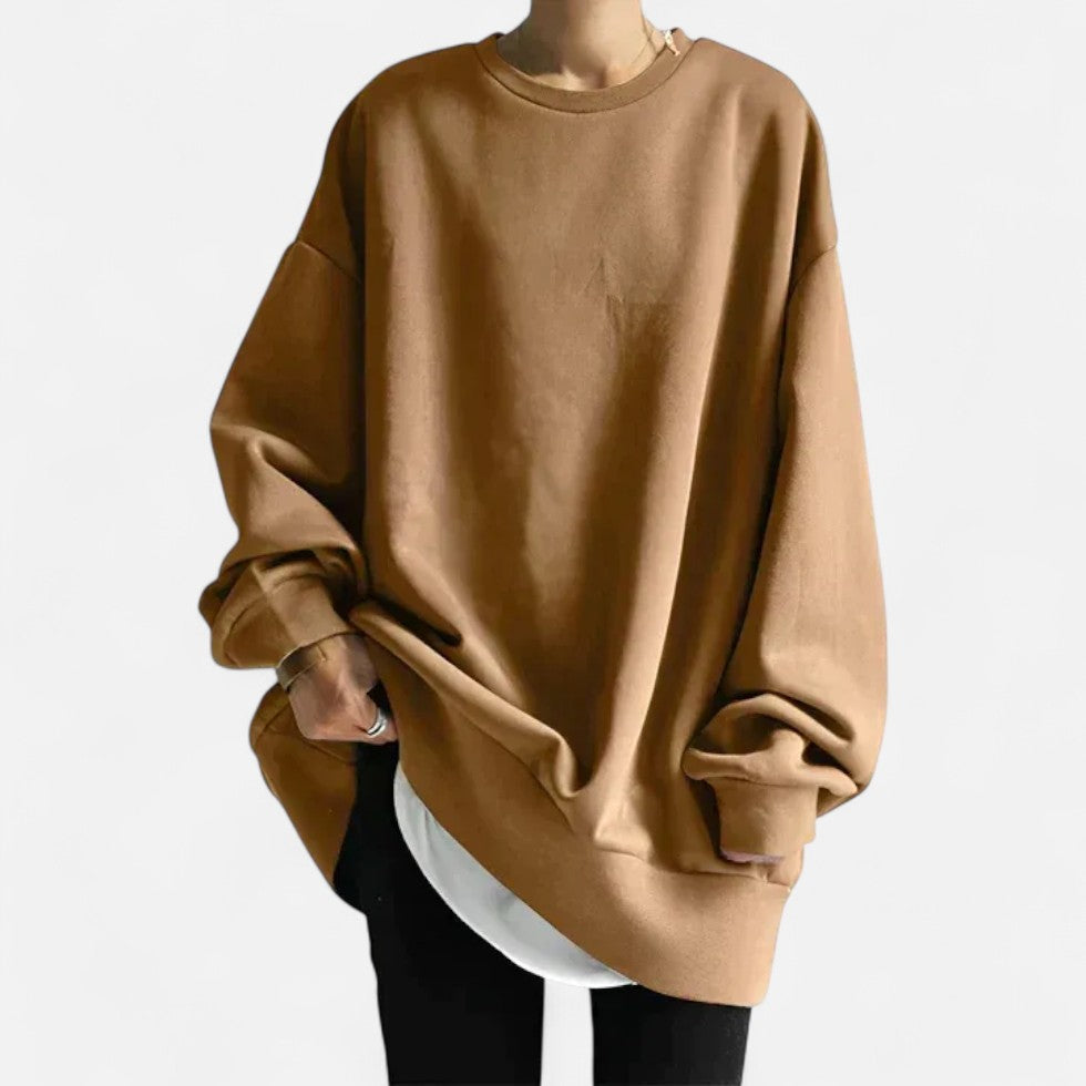 Løs sweatshirt med rund hals