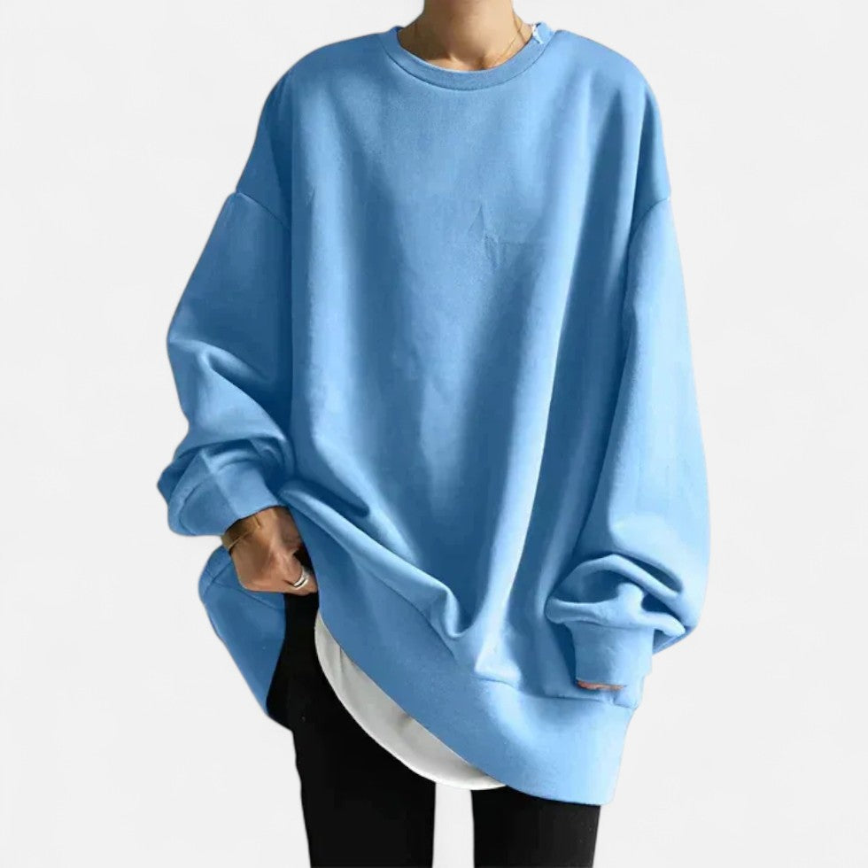 Løs sweatshirt med rund hals