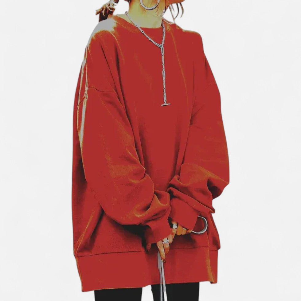 Løs sweatshirt med rund hals