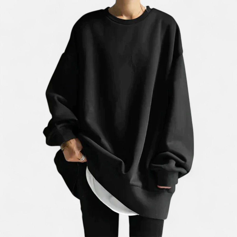Løs sweatshirt med rund hals