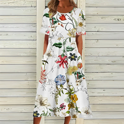 Abito bianco floreale da donna | Ideale per l'estate