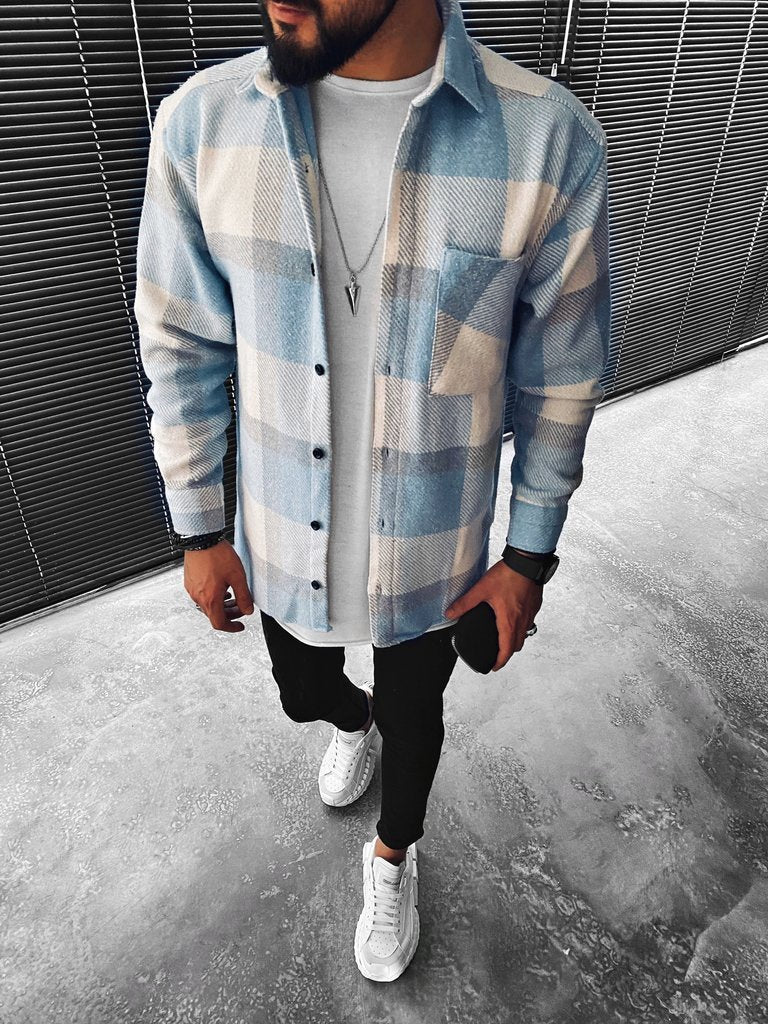 Camisa a cuadros de manga larga para hombre: perfecta para uso informal o de invierno.