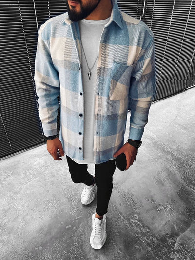 Camisa a cuadros de manga larga para hombre: perfecta para uso informal o de invierno.