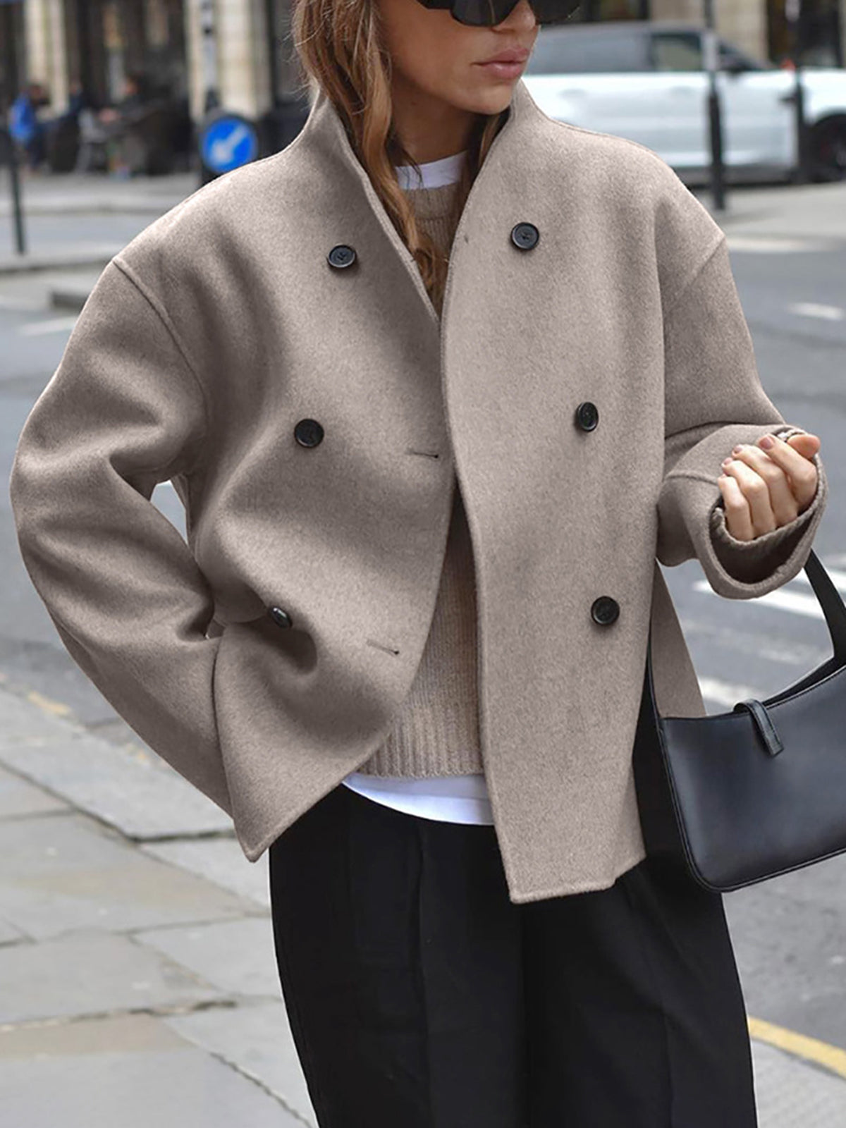 Manteau d'automne | Manteau surdimensionné pour femme avec détails vintage et style décontracté