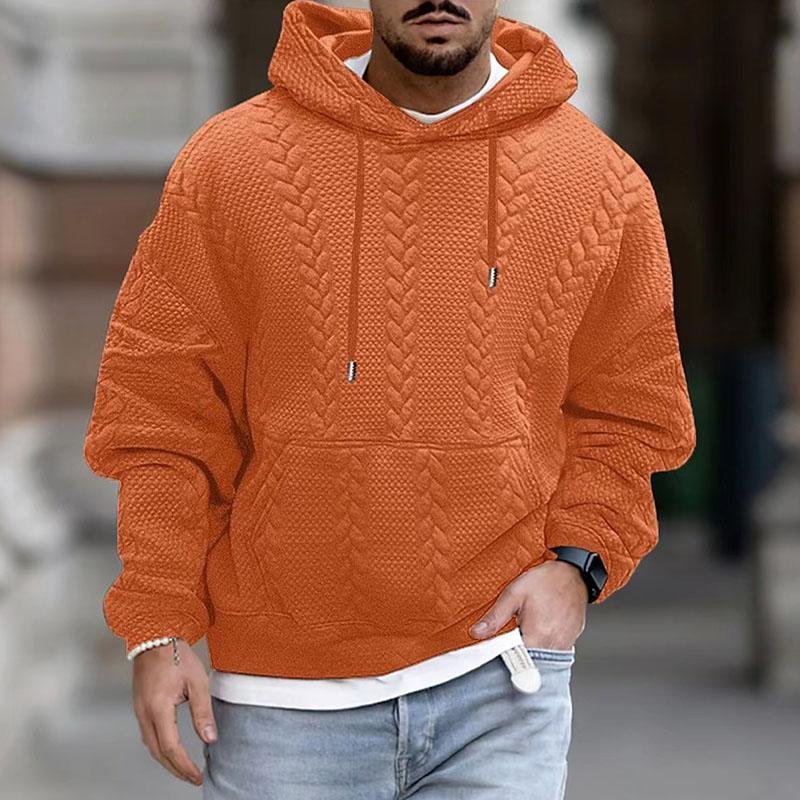 Pull à capuche en maille torsadée texturée pour hommes